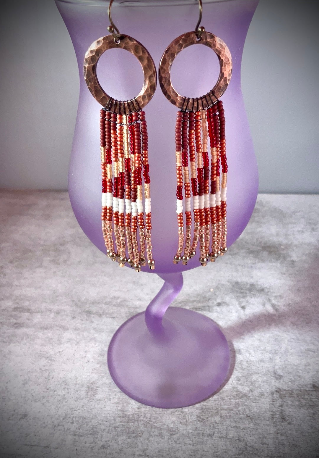 Copper Sunset Fringe Statement Earrings