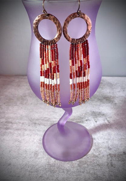 Copper Sunset Fringe Statement Earrings