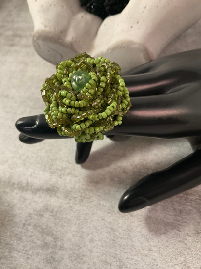 Beaded Bloom Statement Rings