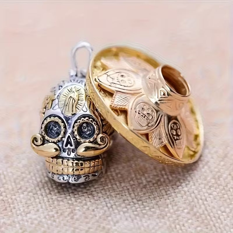 Day of the Dead Skull Necklace with Removable Sombrero | Calavera Pendant on 18” Silver Chain