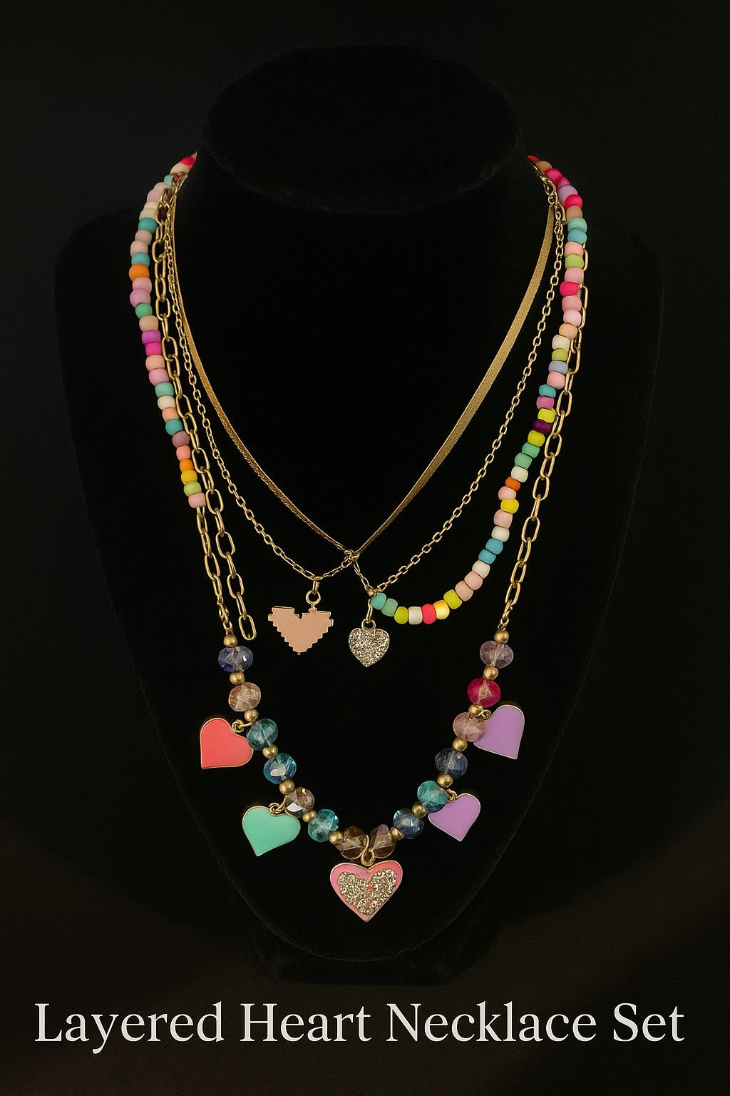 Necklace - Layered Heart Set - wear together or seperate