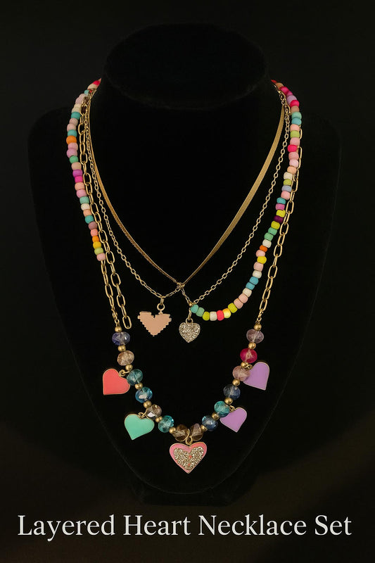 Necklace - Layered Heart Set - wear together or seperate