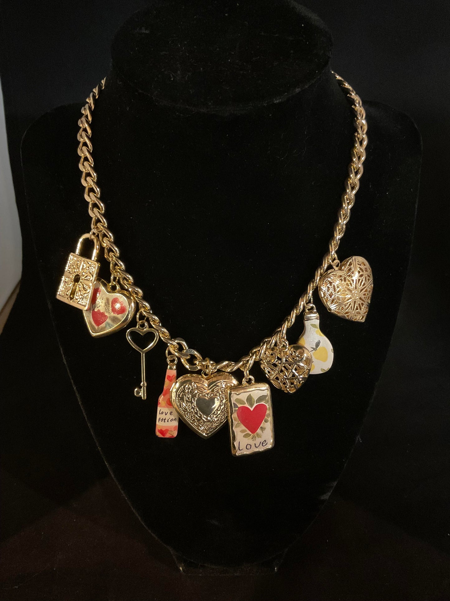 Necklace - Gold Heart Charmed necklace with lockets