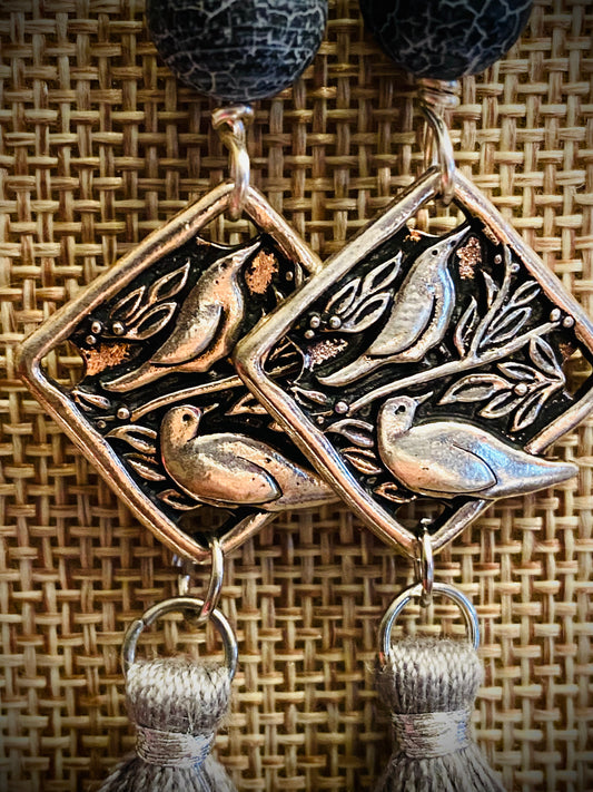 Birds In Blue Earrings