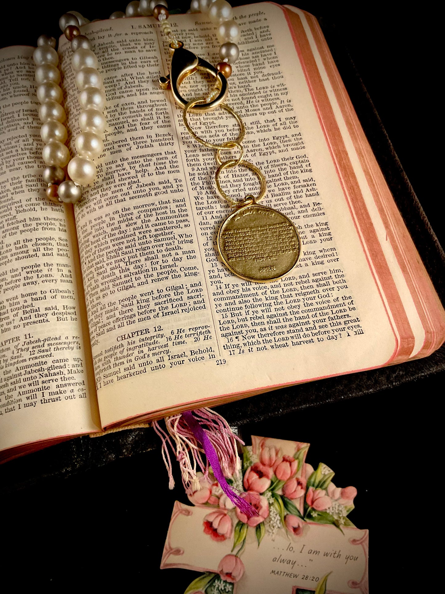 The Lord's Prayer Pearl and Gold Necklace