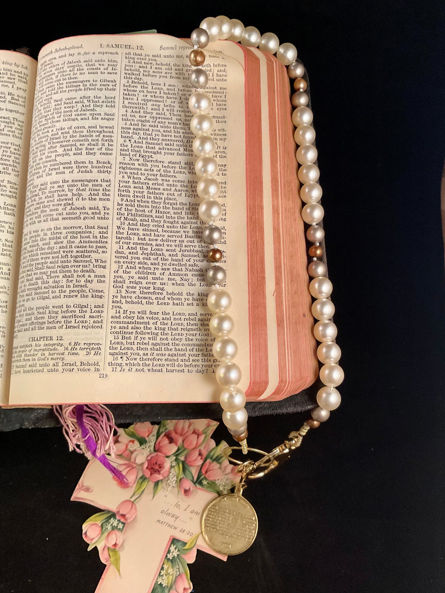 The Lord's Prayer Pearl and Gold Necklace