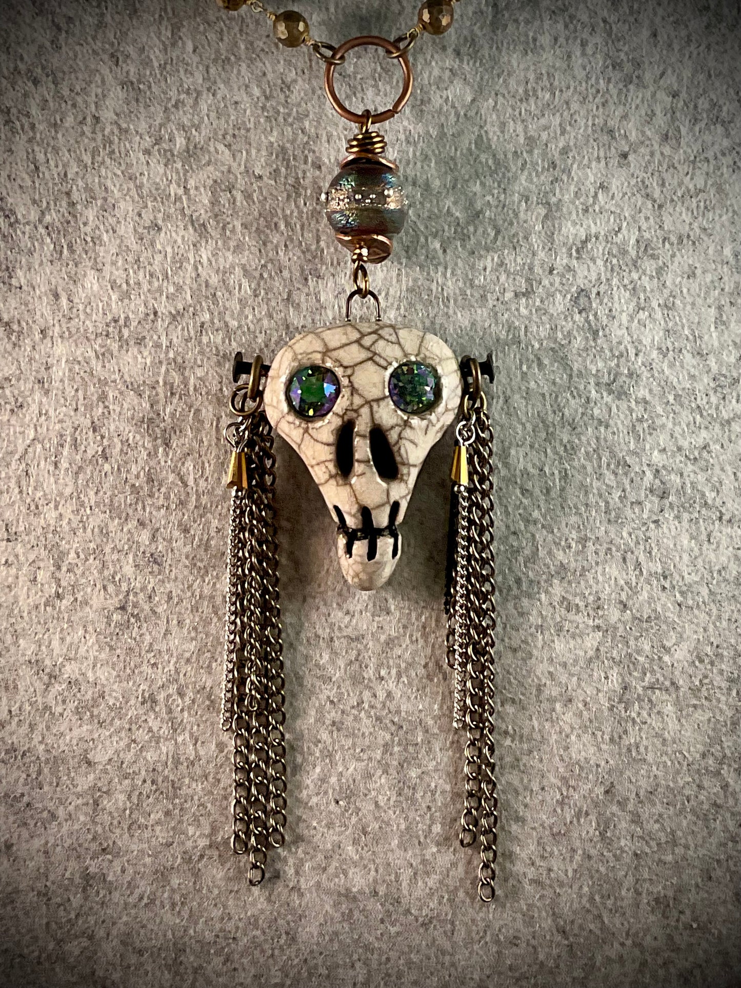 Skulls & Fringe Clay by Maku Day Of The Dead Necklace