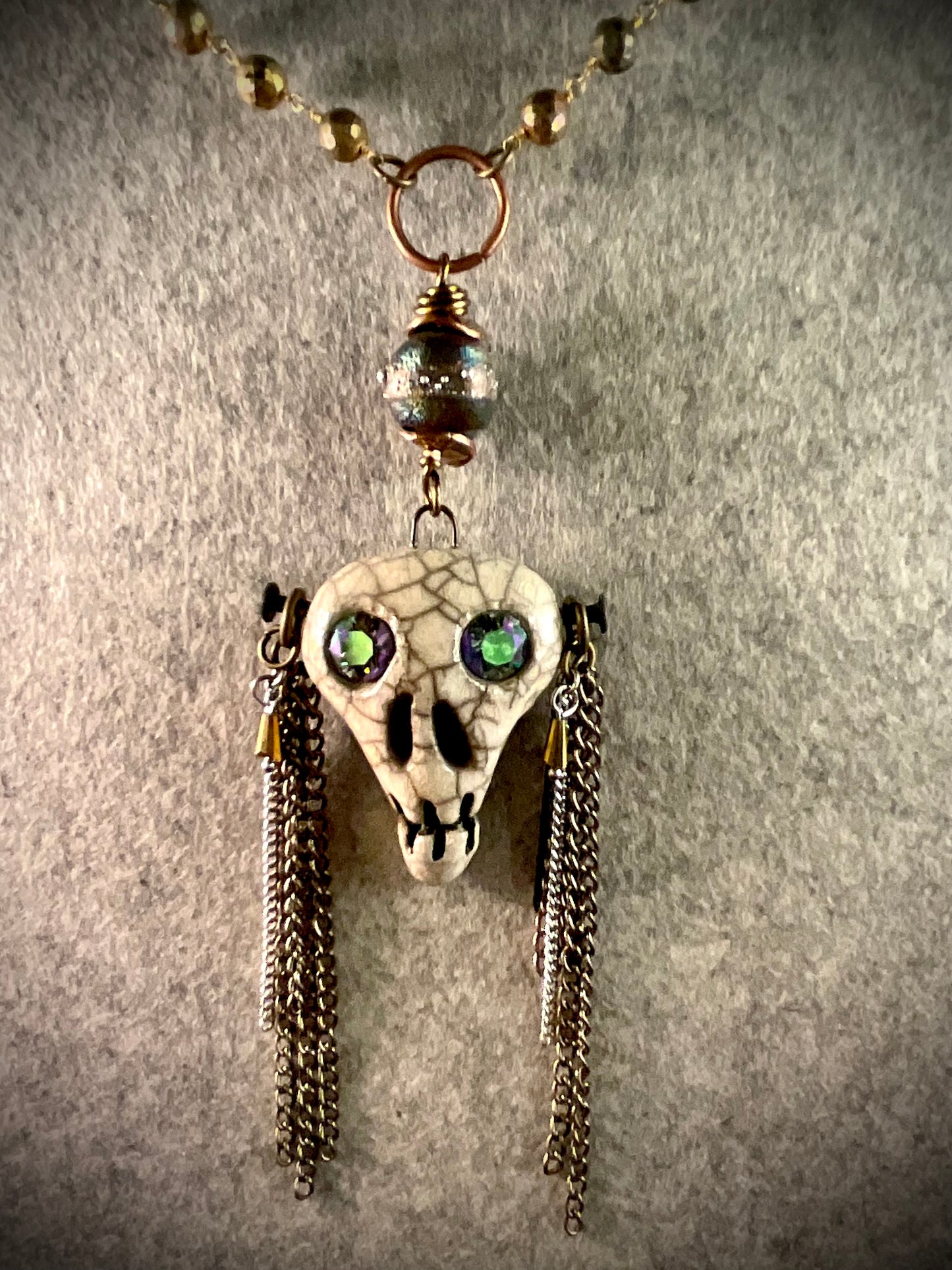 Skulls & Fringe Clay by Maku Day Of The Dead Necklace