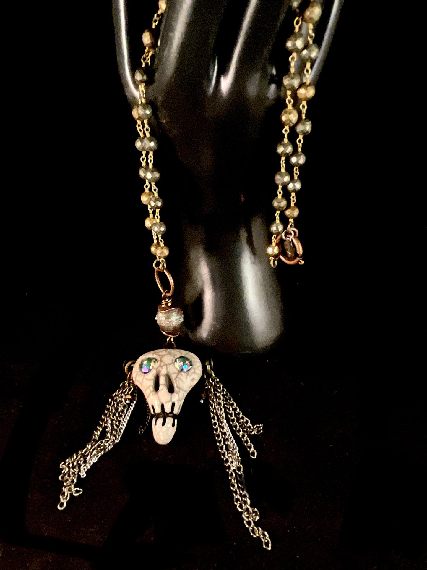 Skulls & Fringe Clay by Maku Day Of The Dead Necklace