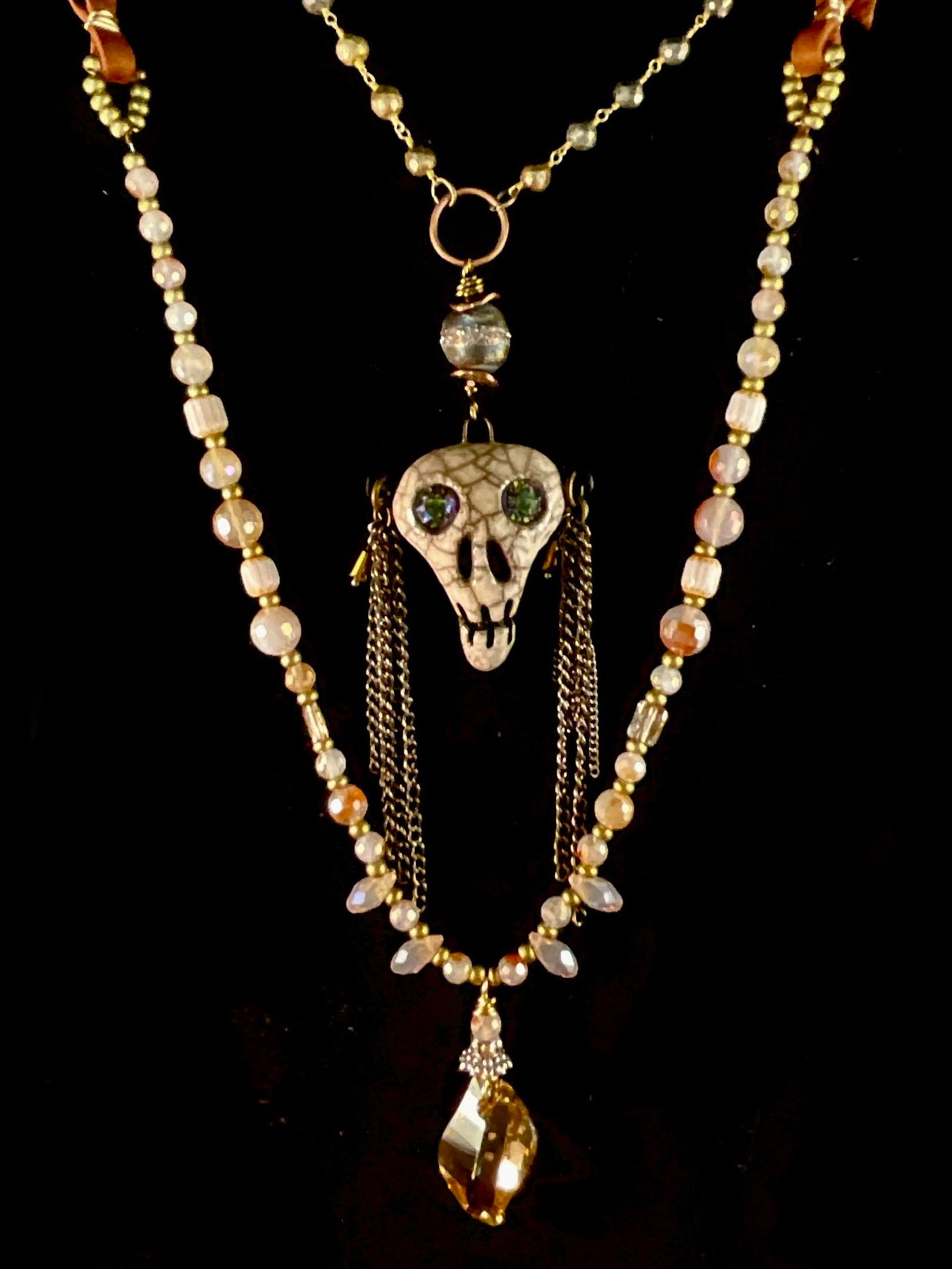 Skulls & Fringe Clay by Maku Day Of The Dead Necklace